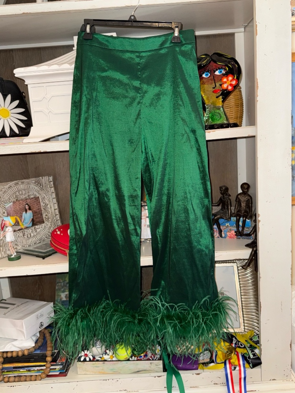 Preston & York sz 10 green Trudie feather stretch taffeta pants - Picture 3 of 7